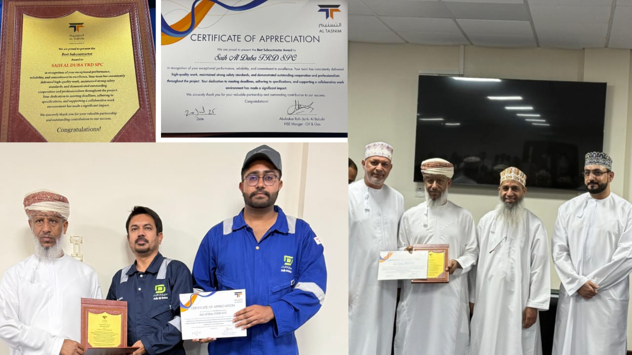 Award Announcement: Best Subcontractor Performance – Off Plot Delivery Contract, Marmul